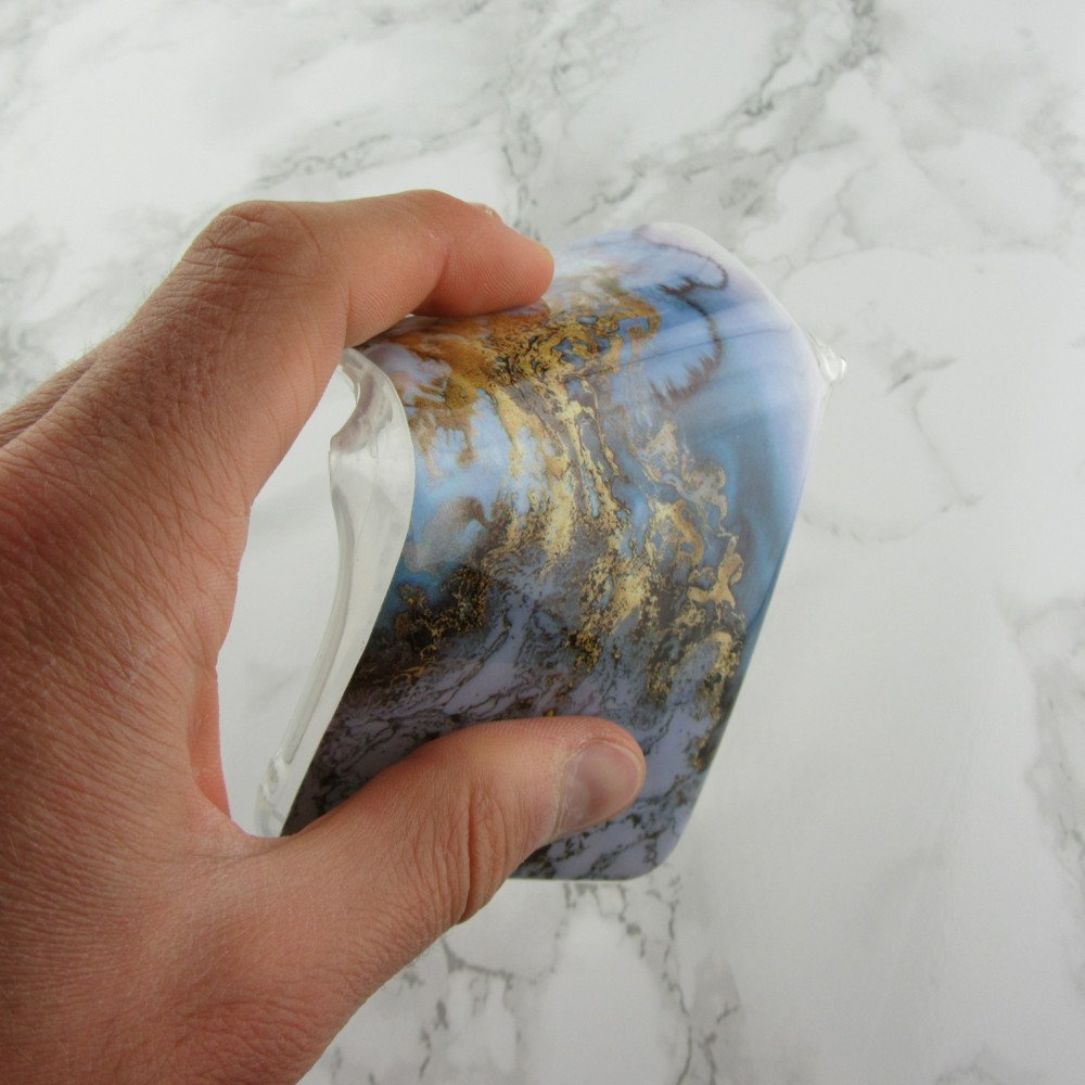 Coque iPhone X / Xs - Geometric Marble blue