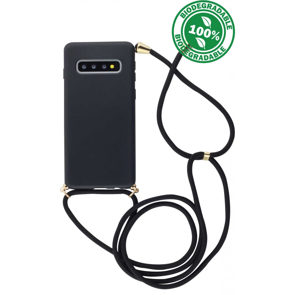 Coque Samsung Galaxy S10 - Bio Eco-Friendly nature avec cordon collier - Noir