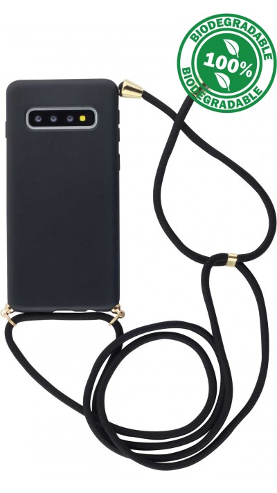 Hülle Samsung Galaxy S10 - Bio Eco-Friendly Vegan mit Handykette Necklace - Schwarz