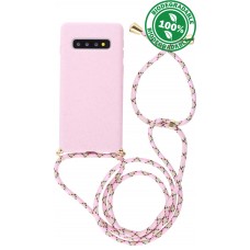 Hülle Samsung Galaxy S10 - Bio Eco-Friendly Vegan mit Handykette Necklace - Rosa