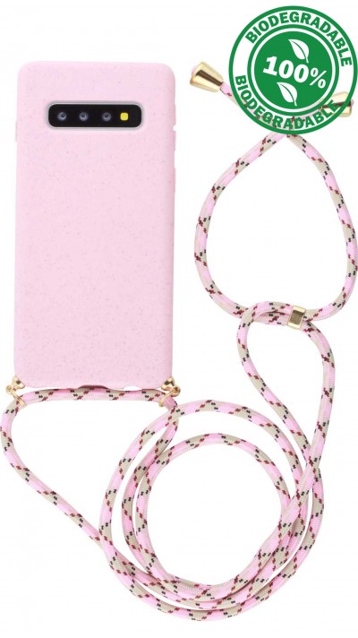 Hülle Samsung Galaxy S10 - Bio Eco-Friendly Vegan mit Handykette Necklace - Rosa