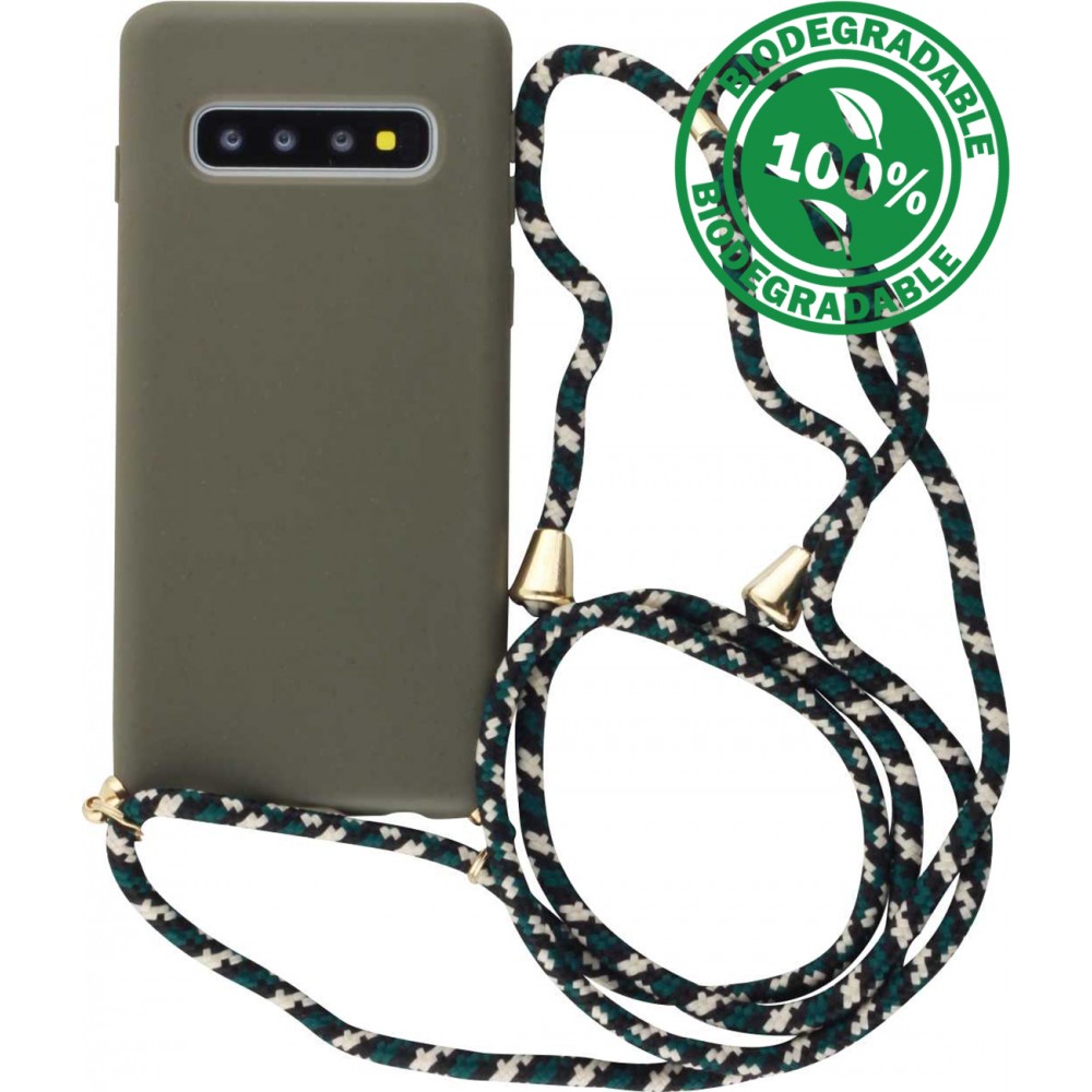 Hülle Samsung Galaxy S10 - Bio Eco-Friendly Vegan mit Handykette Necklace - Dunkelgrün