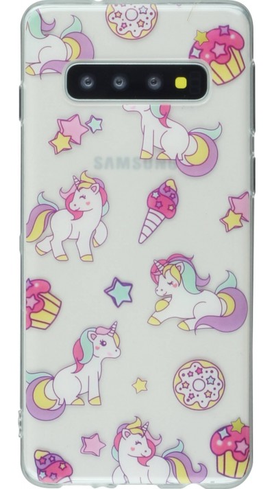 Coque Samsung Galaxy S10e - Clear Licorne fête