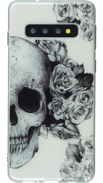 Coque Samsung Galaxy S10e - Clear crâne roses