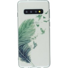 Coque Samsung Galaxy S10 - Gel plume oiseaux
