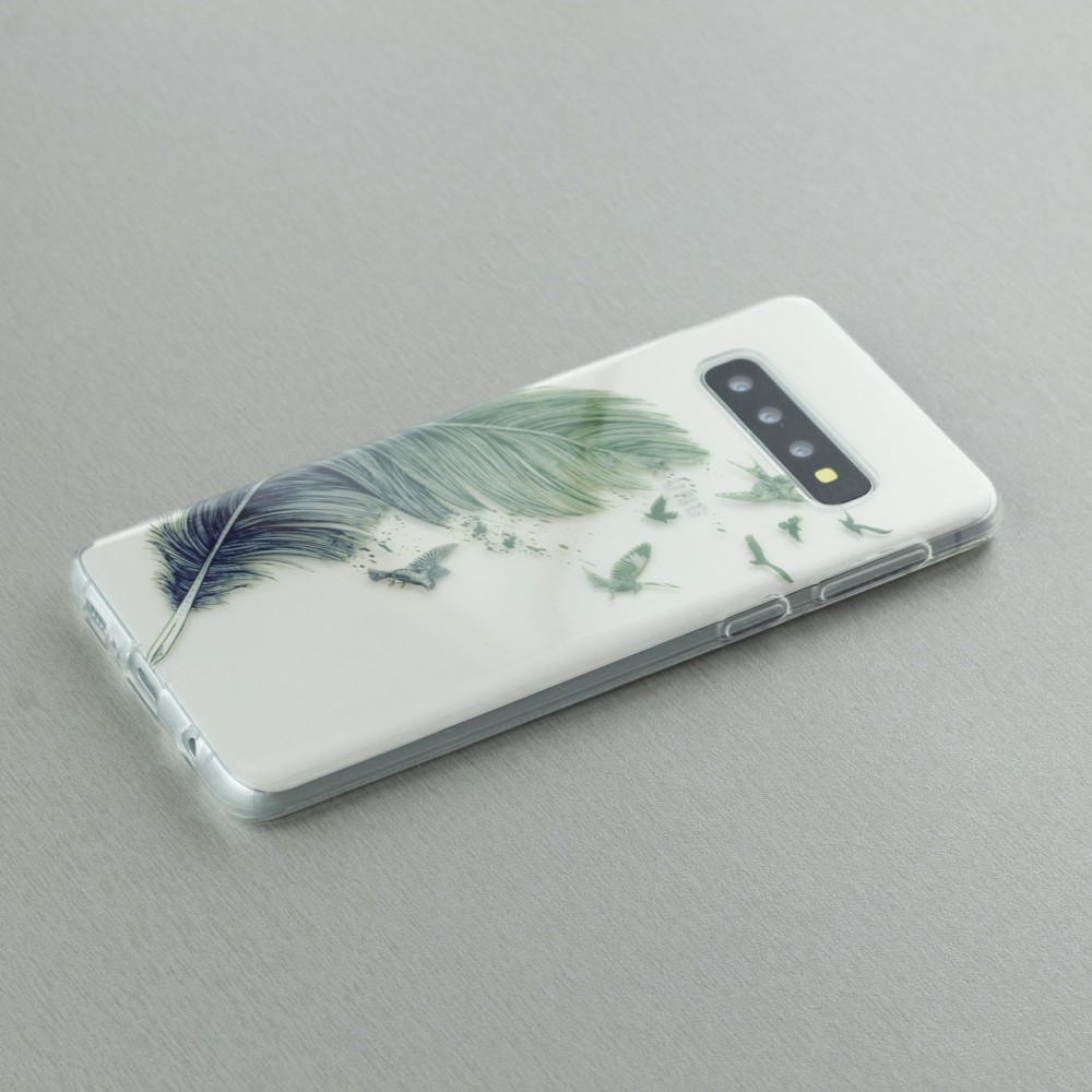 Coque Samsung Galaxy S10 - Gel plume oiseaux