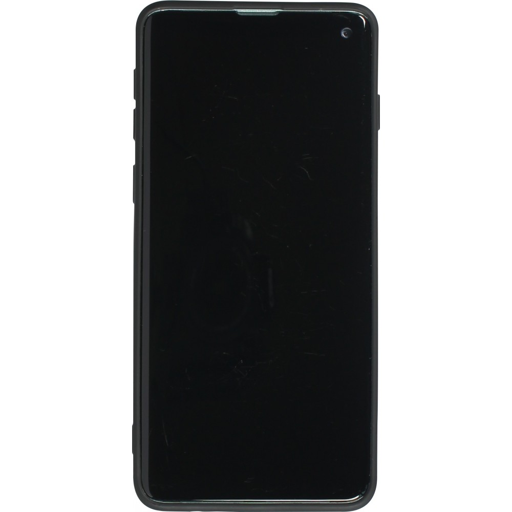 Coque Samsung Galaxy S10 - Silicone Mat Coeur doré - Noir