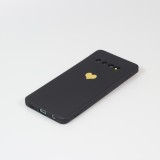 Coque Samsung Galaxy S10 - Silicone Mat Coeur doré - Noir