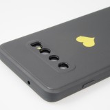 Coque Samsung Galaxy S10 - Silicone Mat Coeur doré - Noir