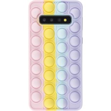 Coque Samsung Galaxy S10 - Silicone jeu éclate bulles anti-stress arc-en-ciel