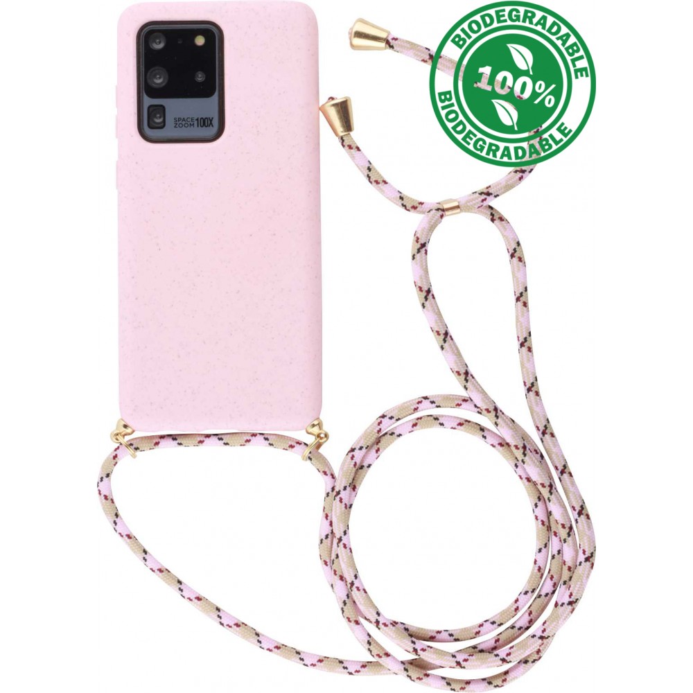 Hülle Samsung Galaxy S20 Ultra - Bio Eco-Friendly Vegan mit Handykette Necklace - Rosa