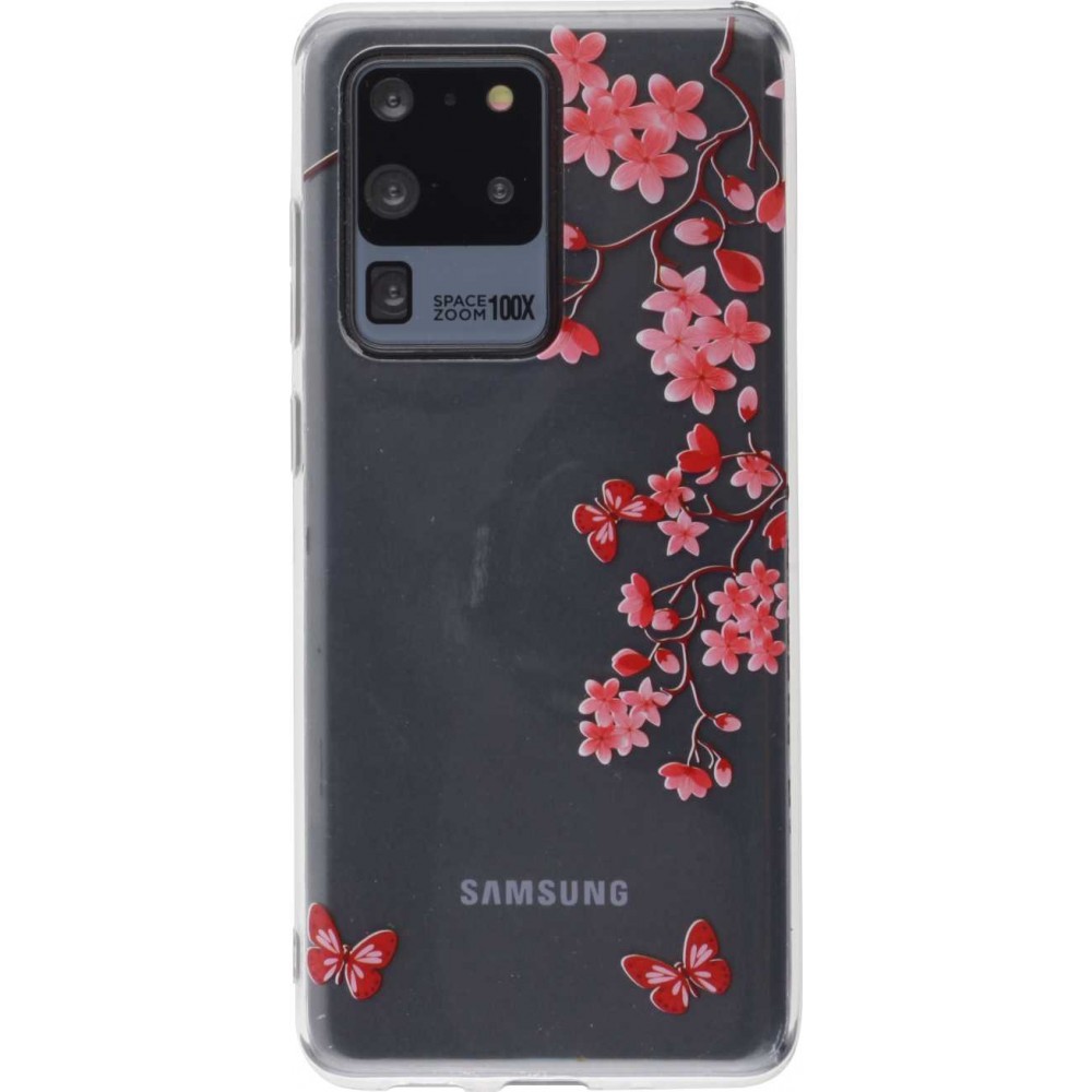 Hülle Samsung Galaxy S20 Ultra - Gummi fleurs papillon