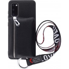 Coque Samsung Galaxy S20 - Wallet Poche avec cordon  - Noir