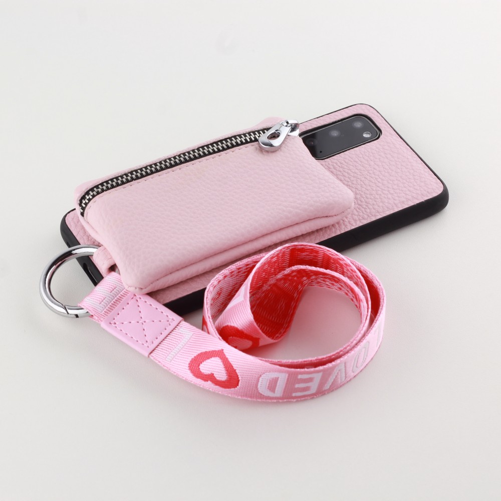 Coque Samsung Galaxy S20 - Wallet Poche avec cordon  - Rose