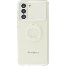 Coque Samsung Galaxy S21+ 5G - Caméra clapet avec anneau - Blanc