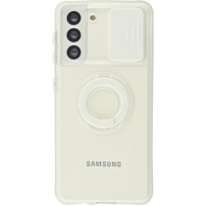 Hülle Samsung Galaxy S21+ 5G - mit Kamera-Slider und Ring - Weiss