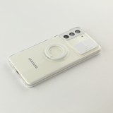Coque Samsung Galaxy S21 FE 5G - Caméra clapet avec anneau - Blanc