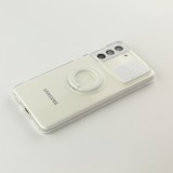 Hülle Samsung Galaxy S22+ - mit Kamera-Slider und Ring - Weiss