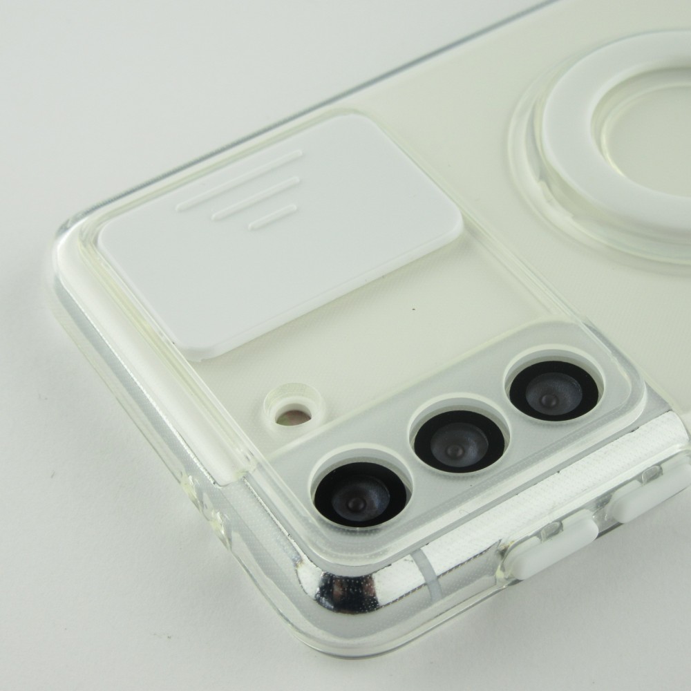Hülle Samsung Galaxy S22+ - mit Kamera-Slider und Ring - Weiss
