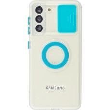 Coque Samsung Galaxy S22 - Caméra clapet avec anneau - Bleu