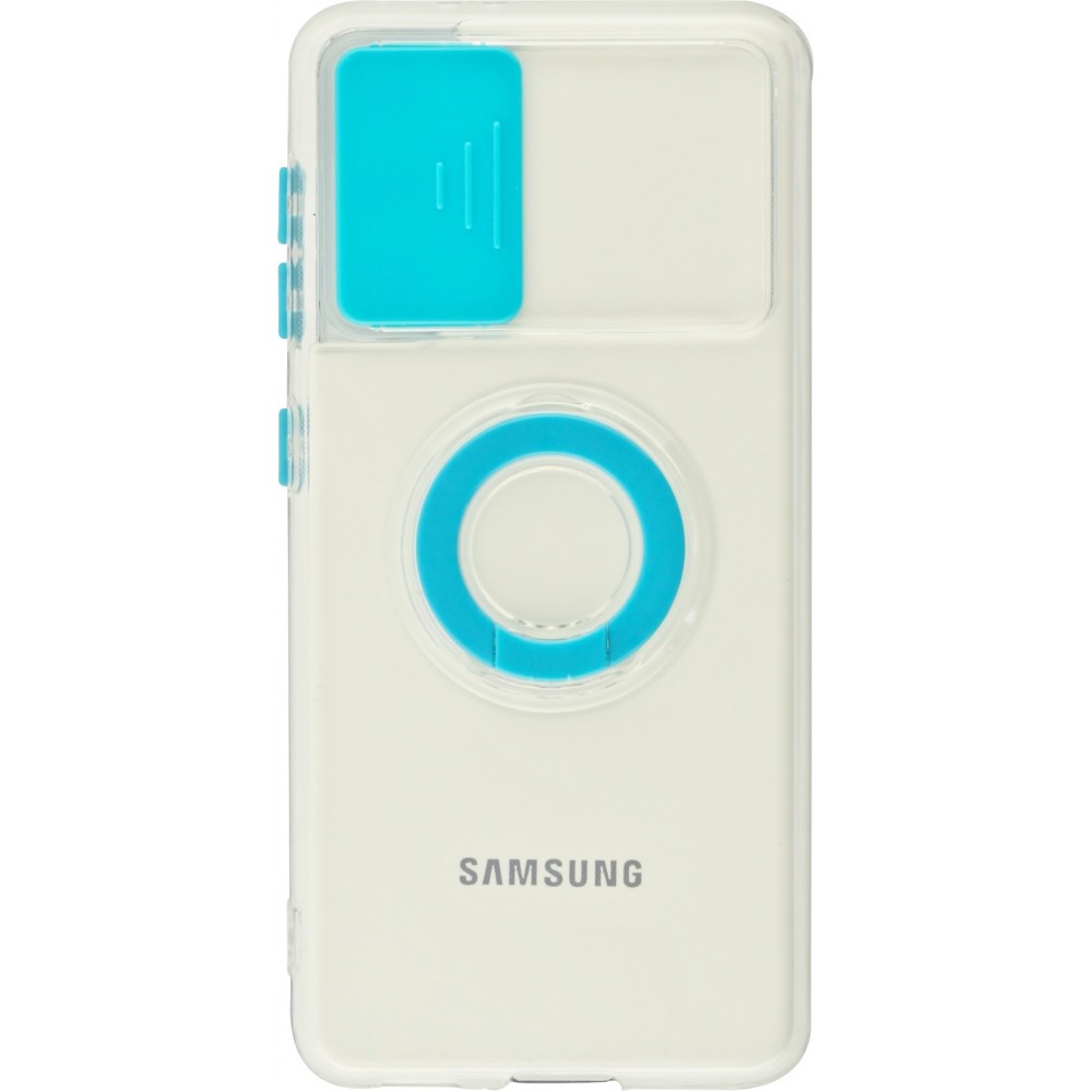 Coque Samsung Galaxy S22 - Caméra clapet avec anneau - Bleu