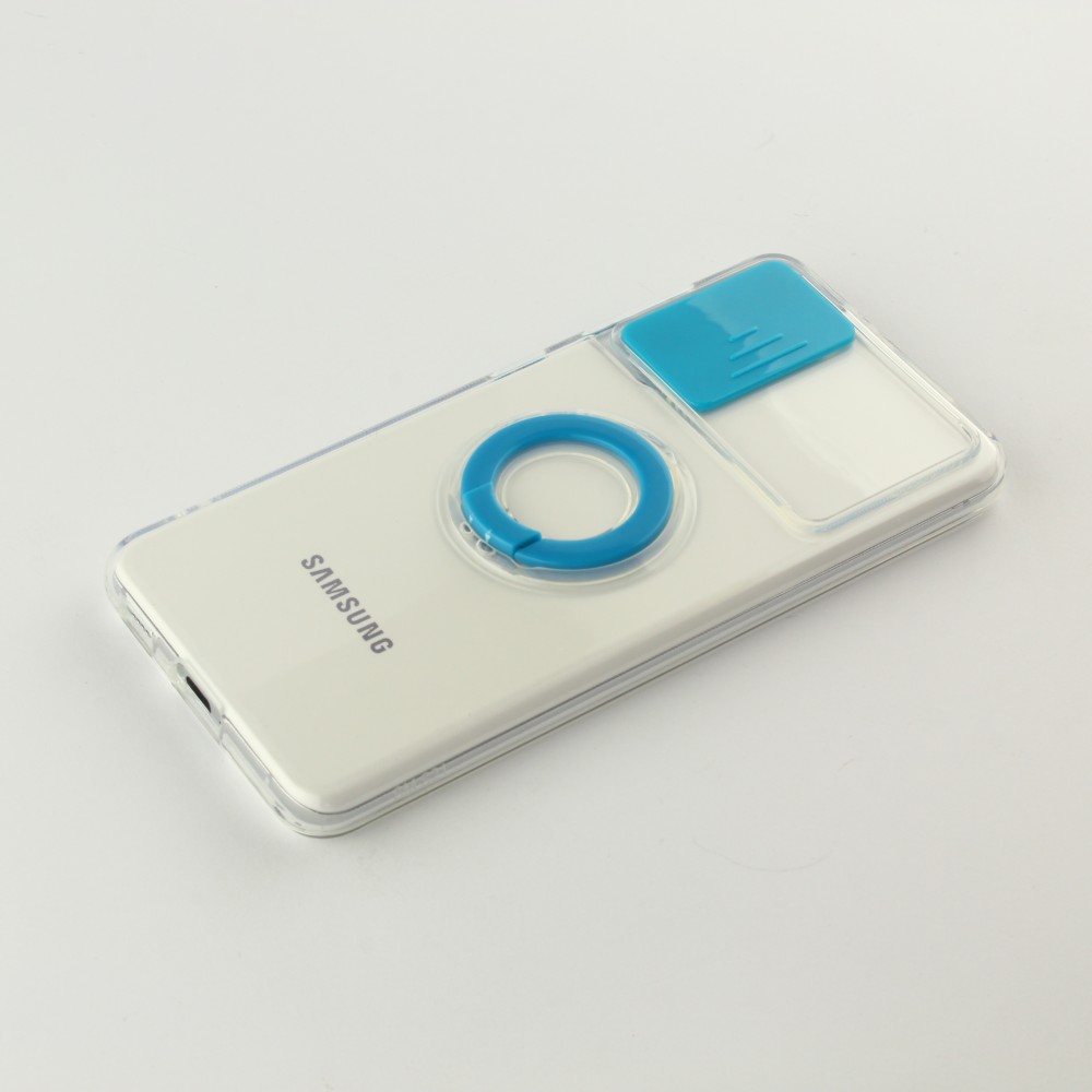 Hülle Samsung Galaxy S21 5G - mit Kamera-Slider und Ring blau