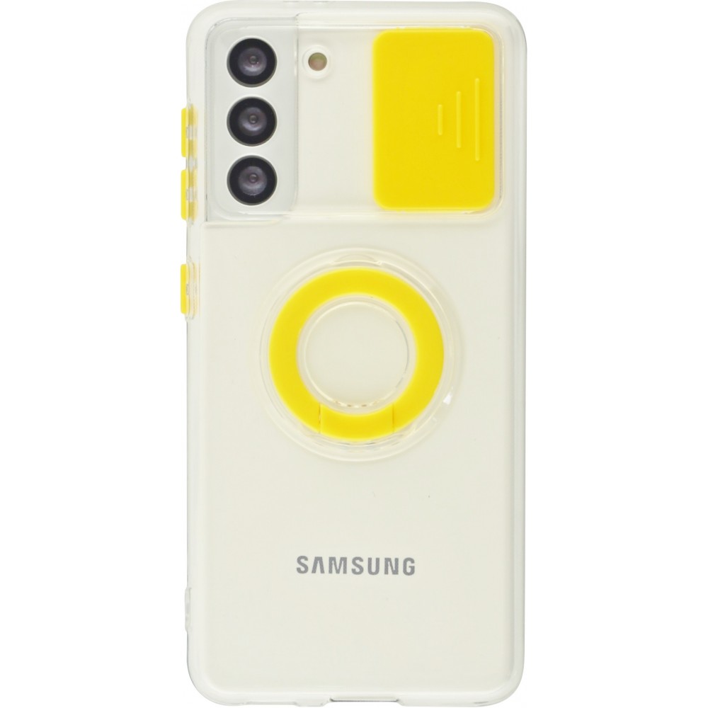 Coque Samsung Galaxy S21 5G - Caméra clapet avec anneau jaune