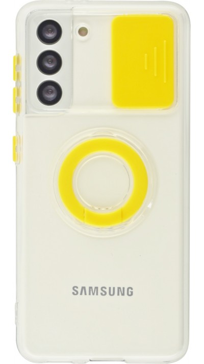 Coque Samsung Galaxy S21 5G - Caméra clapet avec anneau jaune