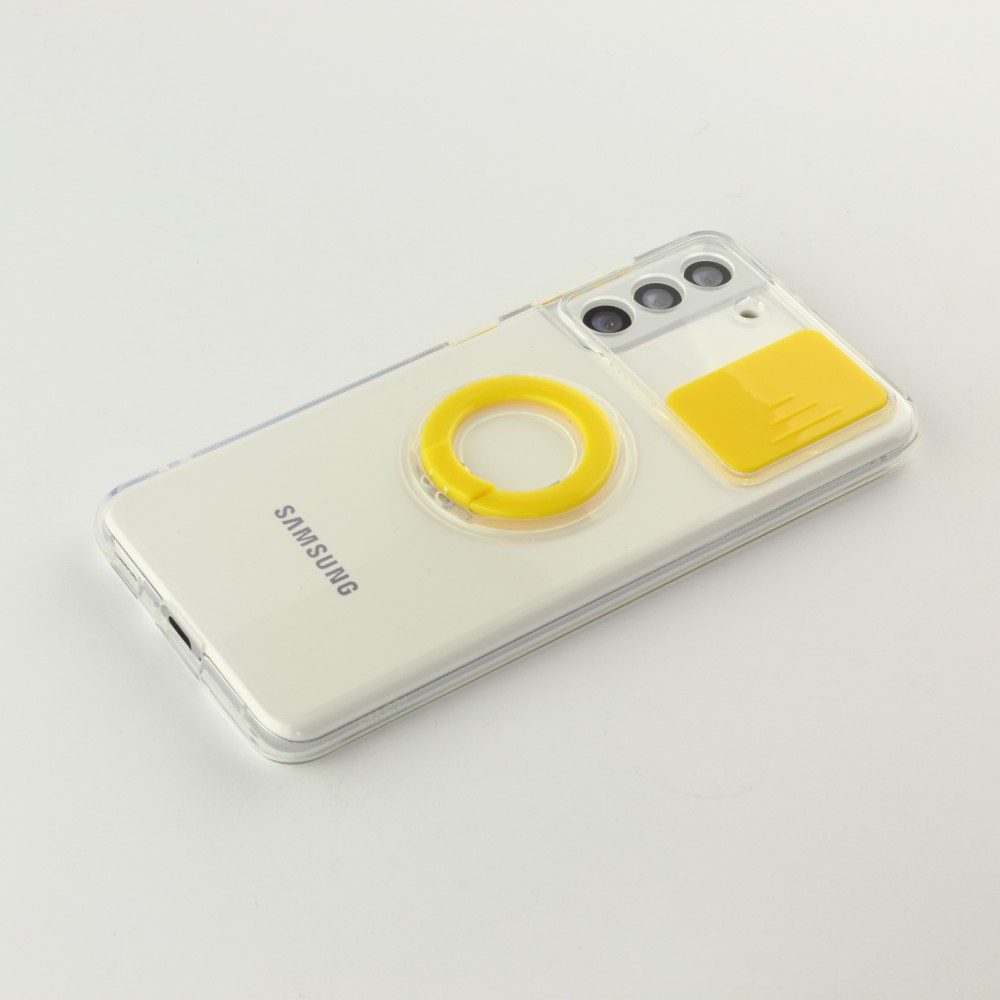 Coque Samsung Galaxy S21 5G - Caméra clapet avec anneau jaune