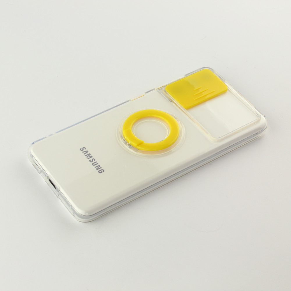 Coque Samsung Galaxy S21 5G - Caméra clapet avec anneau jaune