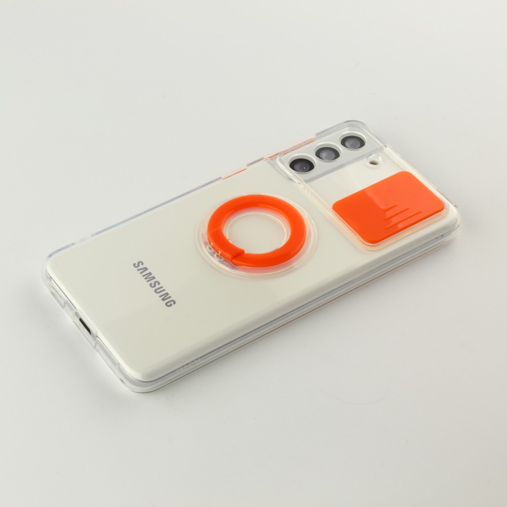 Coque Samsung Galaxy S21+ 5G - Caméra clapet avec anneau - Orange