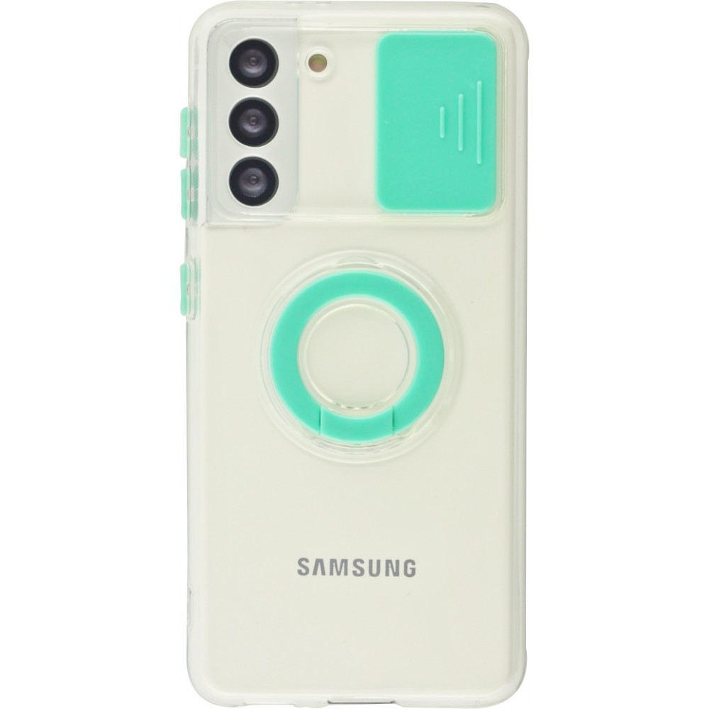 Coque Samsung Galaxy S21+ 5G - Caméra clapet avec anneau - Turquoise