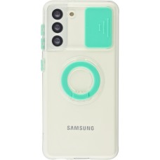 Coque Samsung Galaxy S21+ 5G - Caméra clapet avec anneau - Turquoise