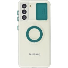Coque Samsung Galaxy S21 5G - Caméra clapet avec anneau - Vert foncé