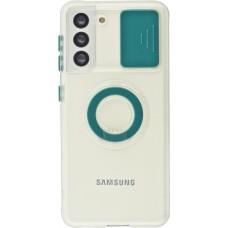 Hülle Samsung Galaxy S21+ 5G - mit Kamera-Slider und Ring - Dunkelgrün