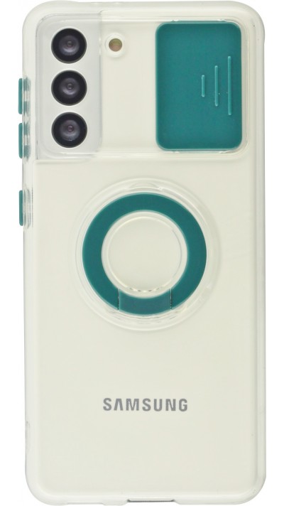 Coque Samsung Galaxy S21 5G - Caméra clapet avec anneau - Vert foncé
