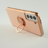 Hülle Samsung Galaxy S21 5G - Gummi Bronze mit Ring - Rosa