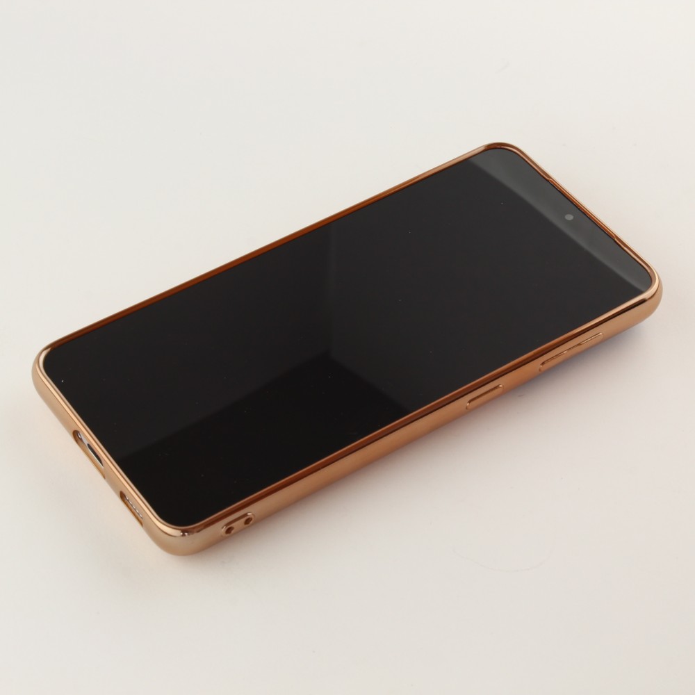 Hülle Samsung Galaxy S21 5G - Gummi Bronze mit Ring - Rosa