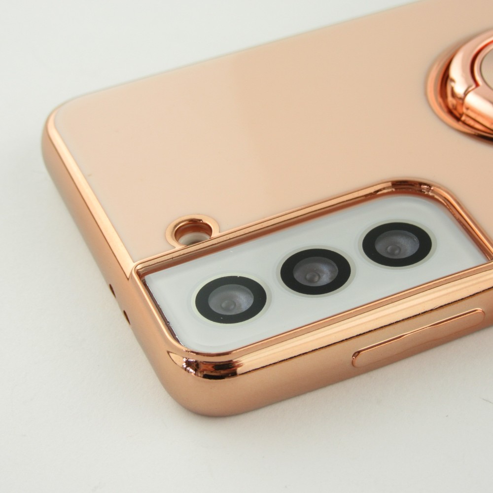 Hülle Samsung Galaxy S20 FE - Gummi Bronze mit Ring - Rosa