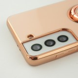 Hülle Samsung Galaxy S21 5G - Gummi Bronze mit Ring - Rosa