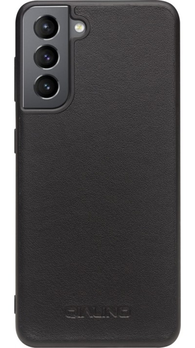 Coque Samsung Galaxy S21+ 5G - Qialino cuir véritable - Noir