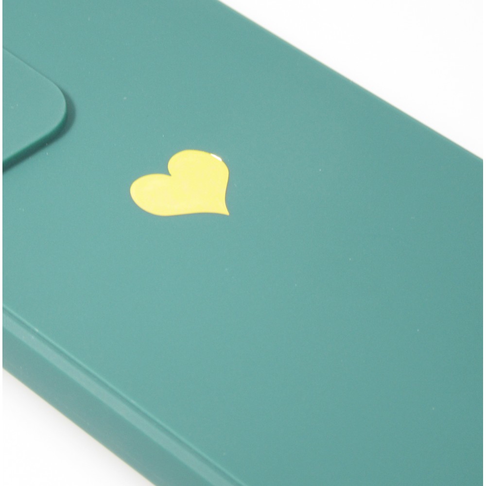 Coque Samsung Galaxy S21 5G - Silicone Mat Coeur doré - Vert foncé