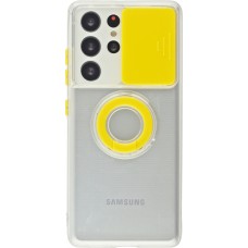 Coque Samsung Galaxy S21 Ultra 5G - Caméra clapet avec anneau jaune