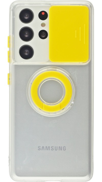 Coque Samsung Galaxy S21 Ultra 5G - Caméra clapet avec anneau jaune