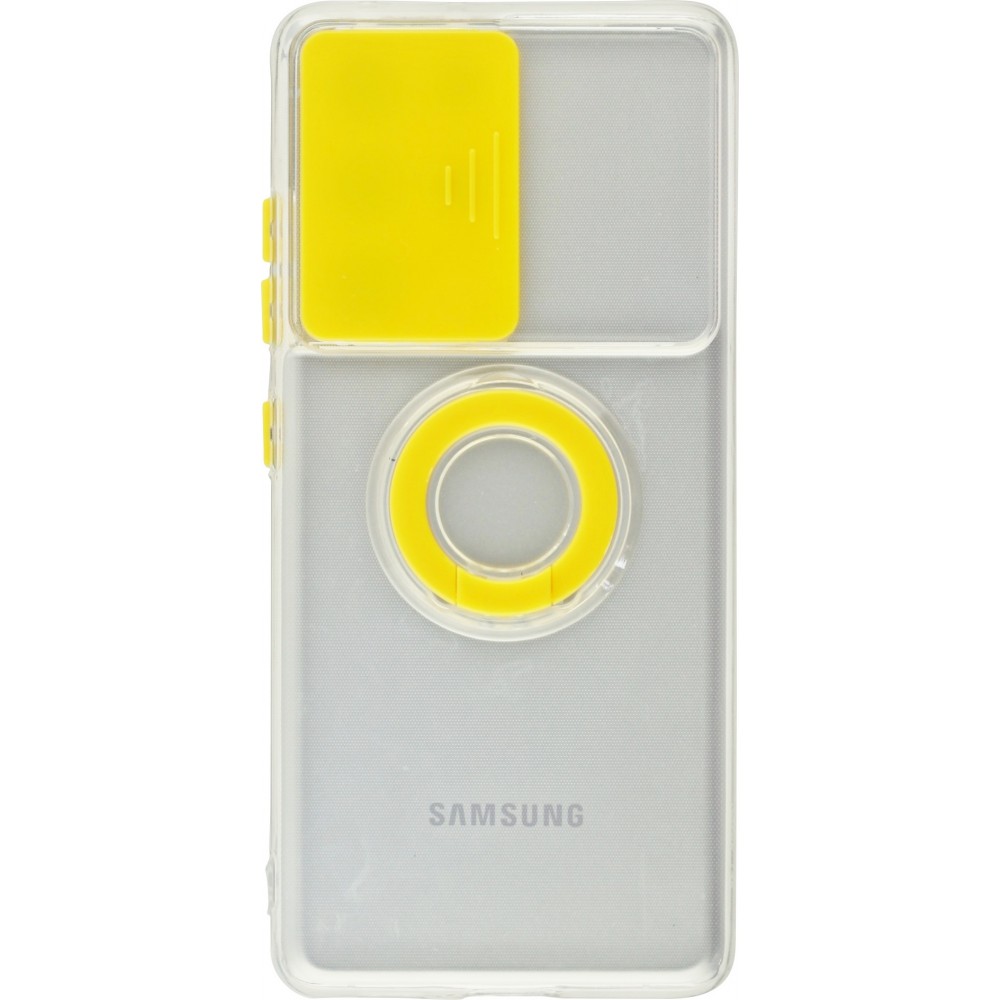 Coque Samsung Galaxy S21 Ultra 5G - Caméra clapet avec anneau jaune