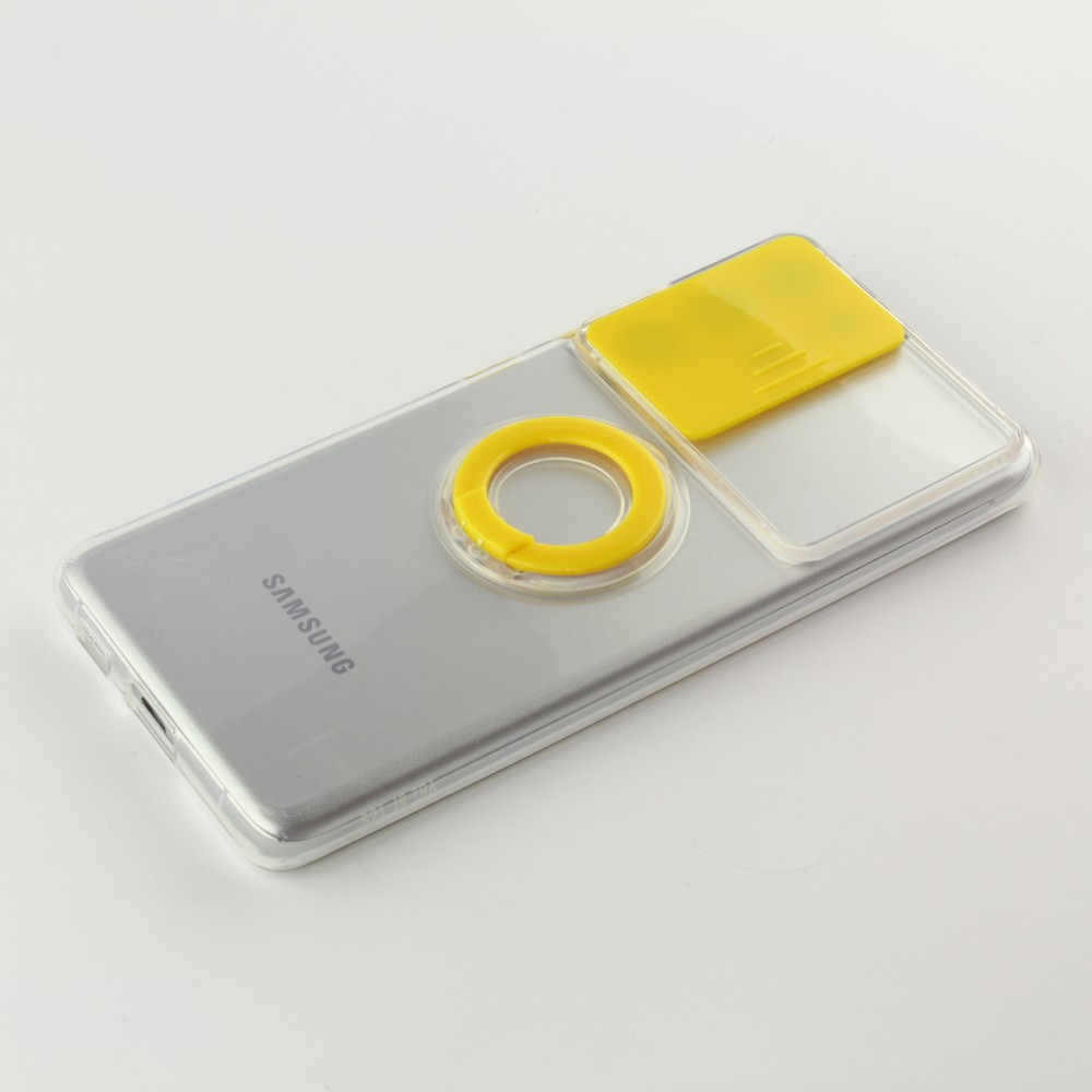 Coque Samsung Galaxy S21 Ultra 5G - Caméra clapet avec anneau jaune