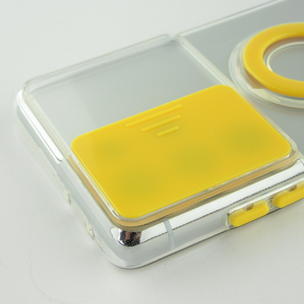 Coque Samsung Galaxy S22 Ultra - Caméra clapet avec anneau jaune