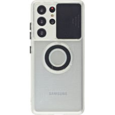 Hülle Samsung Galaxy S22 Ultra - mit Kamera-Slider und Ring - Schwarz