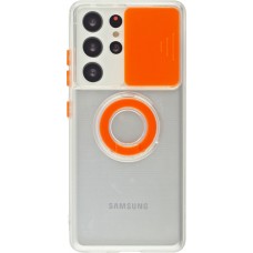 Coque Samsung Galaxy S21 Ultra 5G - Caméra clapet avec anneau - Orange