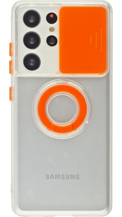 Coque Samsung Galaxy S22 Ultra - Caméra clapet avec anneau - Orange